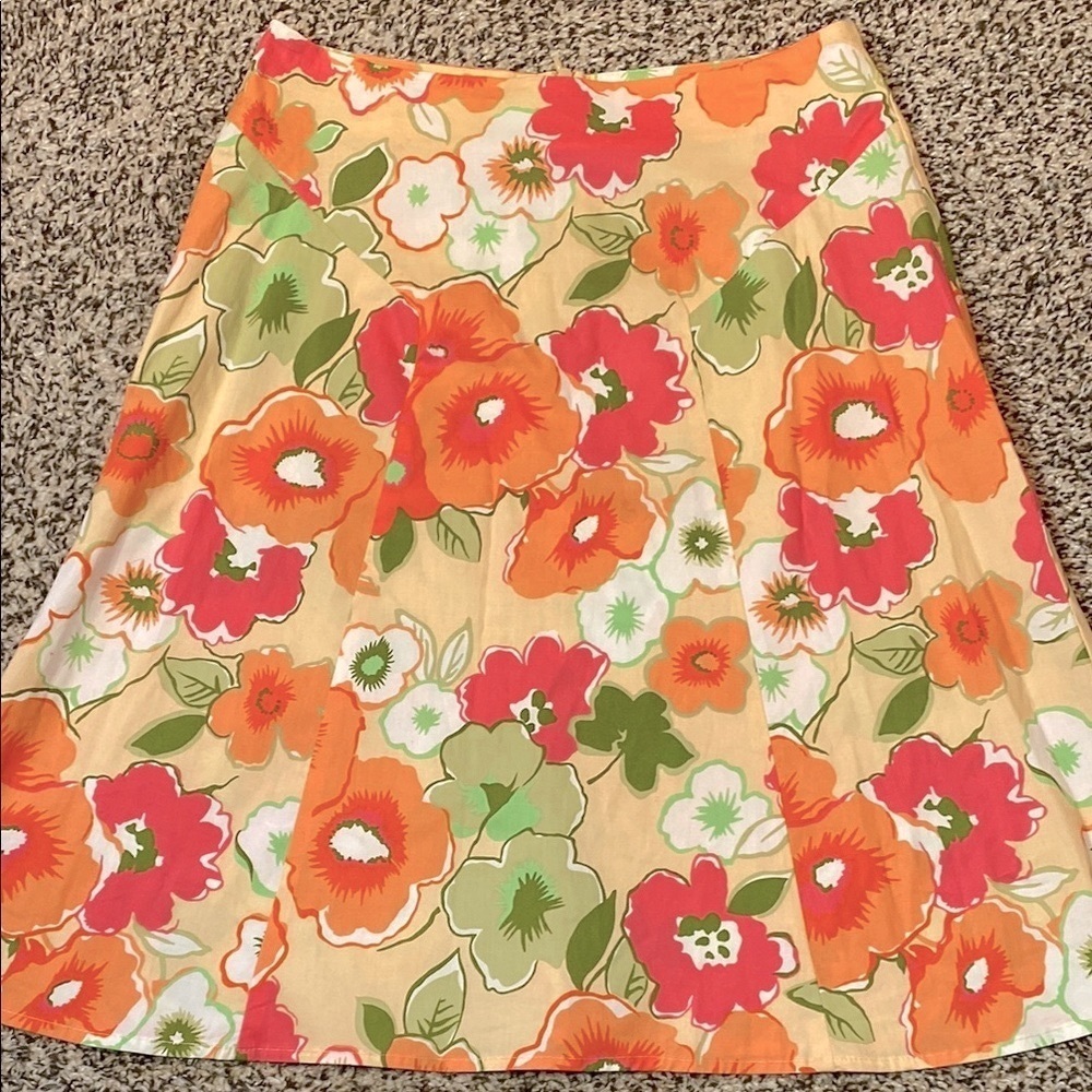 Y2K C.C. Outlaw Vibrant Orange and Pink Pleated A-Line Skirt for Resort Wear - Picture 6 of 6